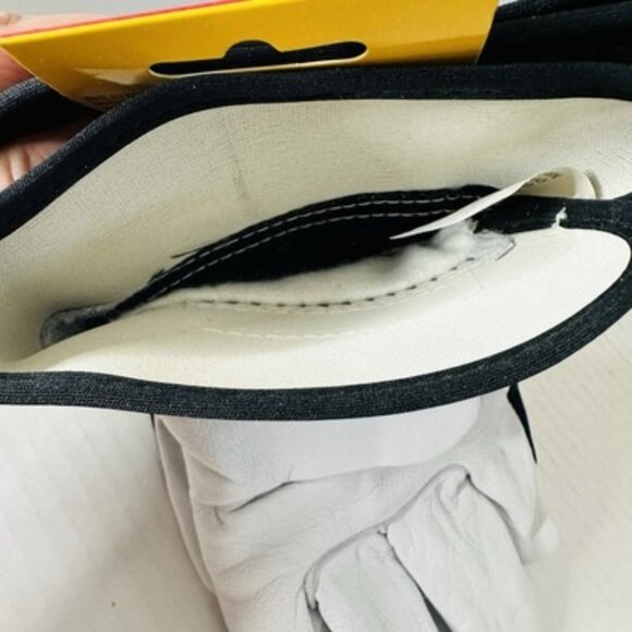 Firm Grip Goat Skin Leather Gloves Large Black White Safety Cuff No Break-In NEW - Picture 4 of 7